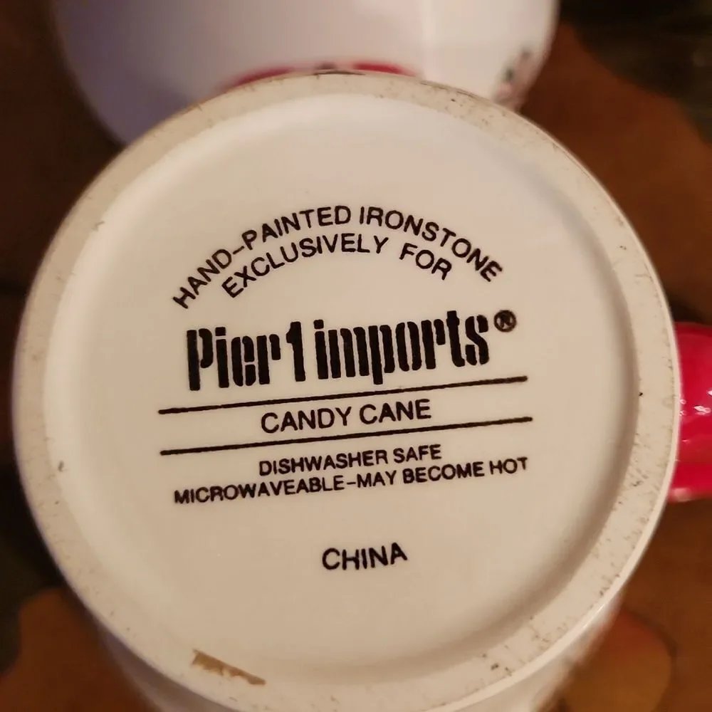Pier 1 Imports Candy Cane Cup Mug 10oz. Set of 2